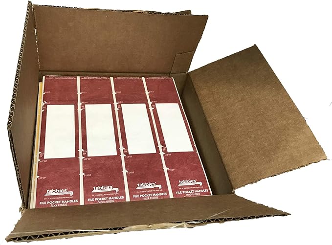 Tabbies File Pocket Handles, 9.63 X 2, Red/White, 4/Sheet, 12 Sheets/Pack