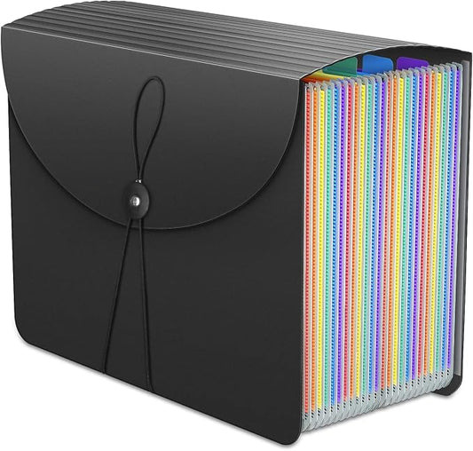Expanding File Folders Accordion File Organizer,24 Pockets Accordian Document Folder Letter Size,Expandable Filing Boxes,Bill,Receipt Paper and Documents Organizer with Tabs,Light-Duty,for Portable