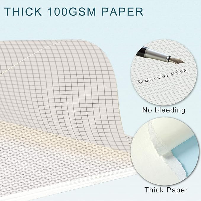 A6 Refill Paper, [3 Pack] Toplive 100GSM Thick Refillable Paper 6 Hole Filler Inserts Loose Leaf Paper 135 Sheets (270 Pages) for 6 Ring Binder Journal Notebook-Squared Paper