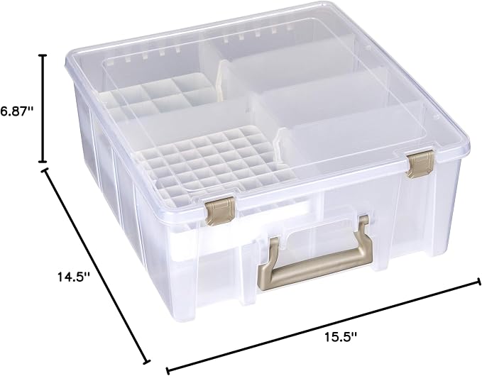 ArtBin 6993SP Super Satchel Double Deep with Papercrafting Accessory Tray, Clear, 1 Satchel & 1 Tray