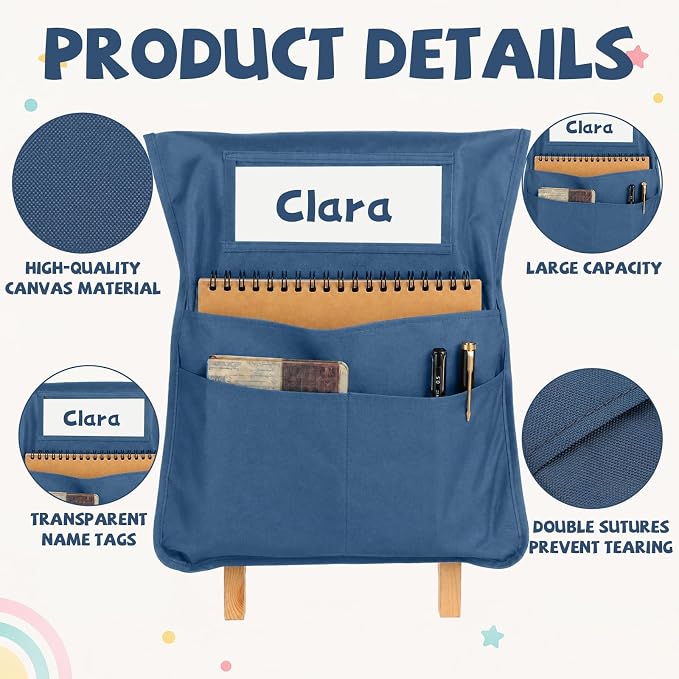 36pcs for Classroom 16.3x19.7inch Classroom Chair Pockets with Name Tag 3 Pockets Chair Organizer for Teacher Student School Office(Groovy)