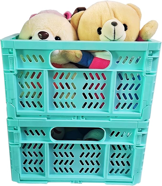 20L Folding Crate, 4Pack Plastic Storage Baskets Organizer for Home and Office,Collapsible Storage Crates for Home Office and Outdoor Organizer. (Mix Colors)
