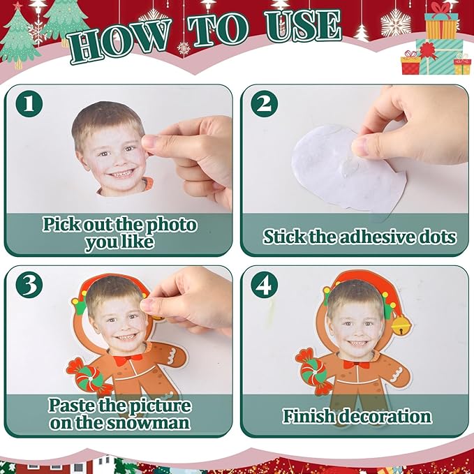 80Pcs Christmas Gingerbread Photo Cutouts Xmas Paper Decorations Bulletin Board Christmas Gingerbread Man Paper Cut-Outs Classroom Decor for Photo DIY Craft Classroom Home Winter Party Favor Supplies