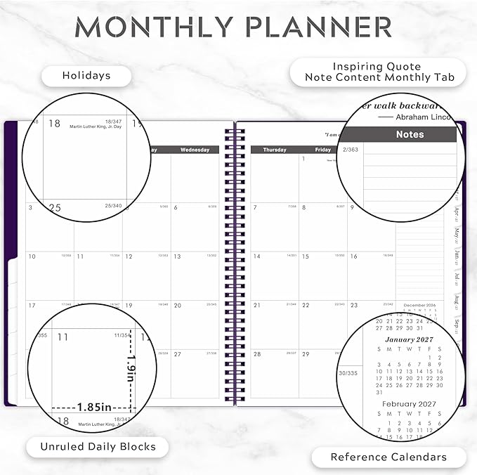 2026-2029 Monthly Planner - 3 Year Monthly Planner 2026-2029, Jul 2026 - Jun 2029, 9" x 11", 3 Year Calendar with Tabs - Purple