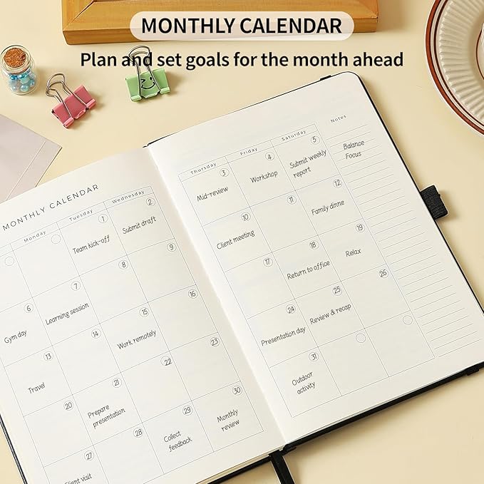 Planner 2025-2027, 36 Months Weekly and Monthly Planner with Budget & Goal Setting, 8.3" x 5.7", Flexible Cover, Daily Organizer with Inner Pocket, Bookmarks, Pen Holder for School Office Home, Black