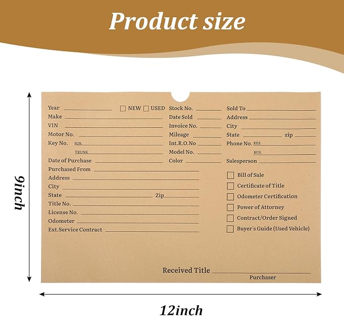 120 Pcs Project Folders - Heavy Duty Paper File Jackets for Automotive Documentation, Essential Dealership Supplies & Organization (9x12 Inch)