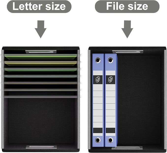 Faux Leather File Organizer Box with Lid, Collapsible Hanging File Folder Box Organizer with Plastic Slides, Decorative Home/Office Filing System Boxes for File and Folders Storage