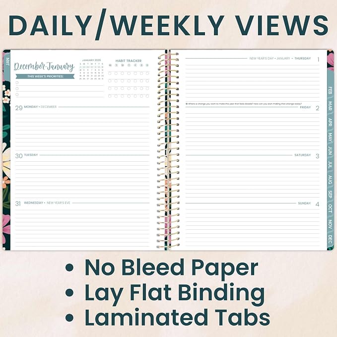 bloom daily planners 2026 Planner (January to December) - 8.5” x 11” Weekly & Monthly Dated Agenda Organizer Book with Stickers & Tabs - Flexible Soft Cover - Blooming Wildly
