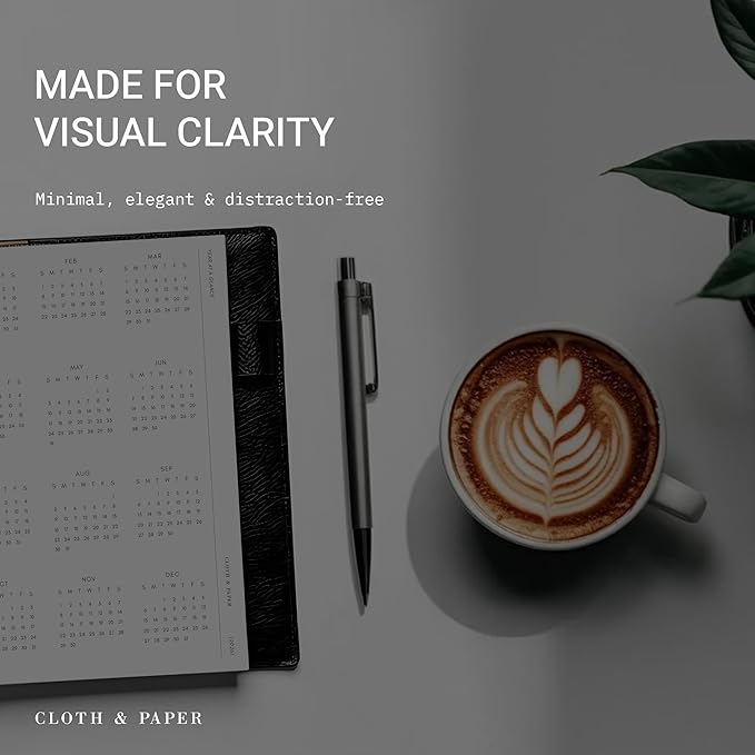 Cloth & Paper 2026 Year At A Glance Planner Dashboard | Personal Size 6 Ring Punch, 3.75 x 6.75 Inches | Transparent Vellum, Pre-Punched, Fits Personal 6 Ring Agenda, Durable Yearly Overview
