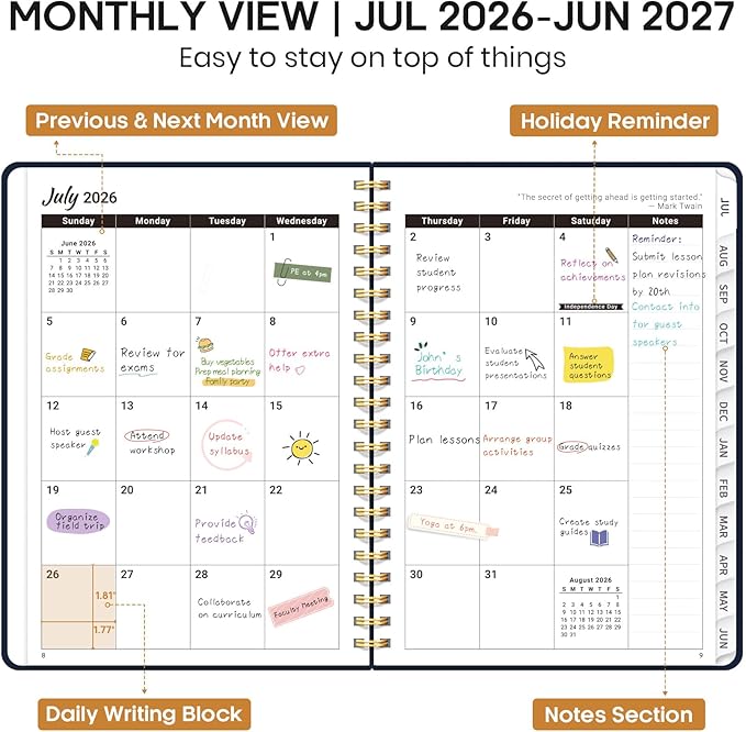 Academic Planner 2026-2027, Weekly and Monthly Calendar Book, July 2026 – June 2027, Hardcover Planner with Tabs, Perfect for Teachers, Students, Women & Men, A4 (8.5" x 11") - Golden Butterfly
