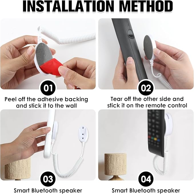 Magnetic Remote Leash Control Holder with Security Cable, Retractable Tidy Anti-lost Rope Organizer Easy Installation Stable Suitable for Projector TV Fan and Air Conditioner Remotes (4Pcs White, S)