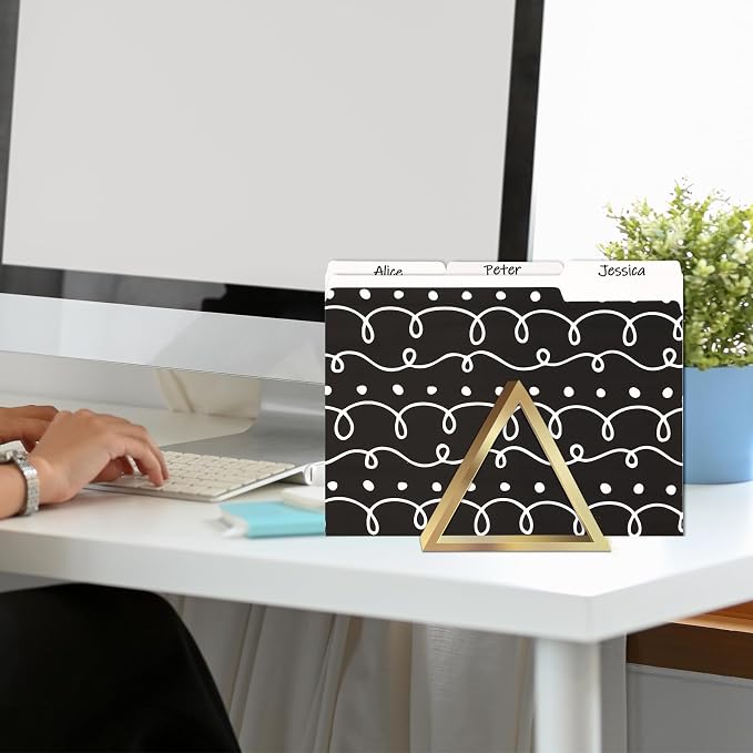 Whaline 24 Pack Black White File Folders Letter Size Squiggle Dot Stripe Rainbow File Pockets with 1/3 Cut Tab for Home Office Classroom Supplies, 8.9 x 11.6 Inch