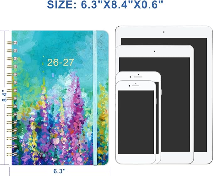 Planner 2026-2027 - Academic Planner 2026-2027, Jul 2026 - Jun 2027, 2026 2027 Planners Weekly and Monthly, 6.3" x 8.4", 26-27 Calendar Planners with Hardcover, Colorful Tabs, Pocket - Oil Painting