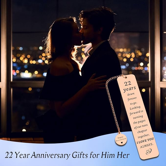 22 Year Anniversary Copper Gifts for Him Her Couples 22nd Wedding Anniversary, Gifts for Wife Husband Gift for 22nd Copper Anniversary Bookmark for Women Men