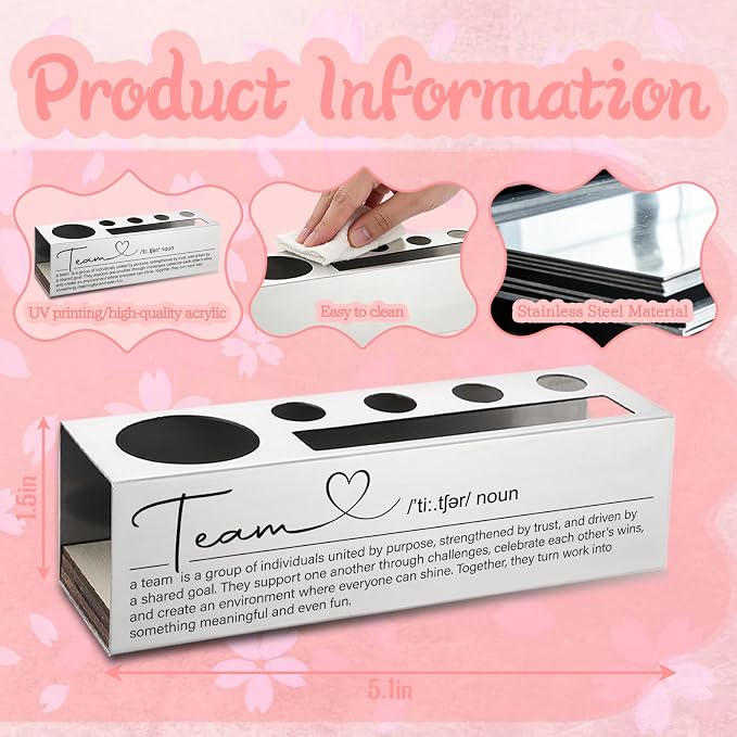 WINOESHE Stainless Steel Pencil Holder with Team & Heart Design, Humorous Definition Desk Organizer for Teacher Team, Appreciation Gift for Teacher Nurse HUE14