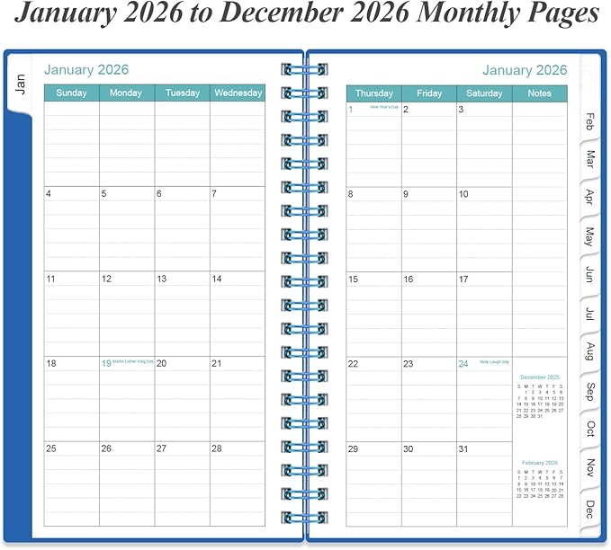 2026 Pocket Planner/Calendar - 2026 Weekly & Monthly Planner from January 2026 to December 2026, 12 Months Tabs, 3.75" x 6.75", Blue