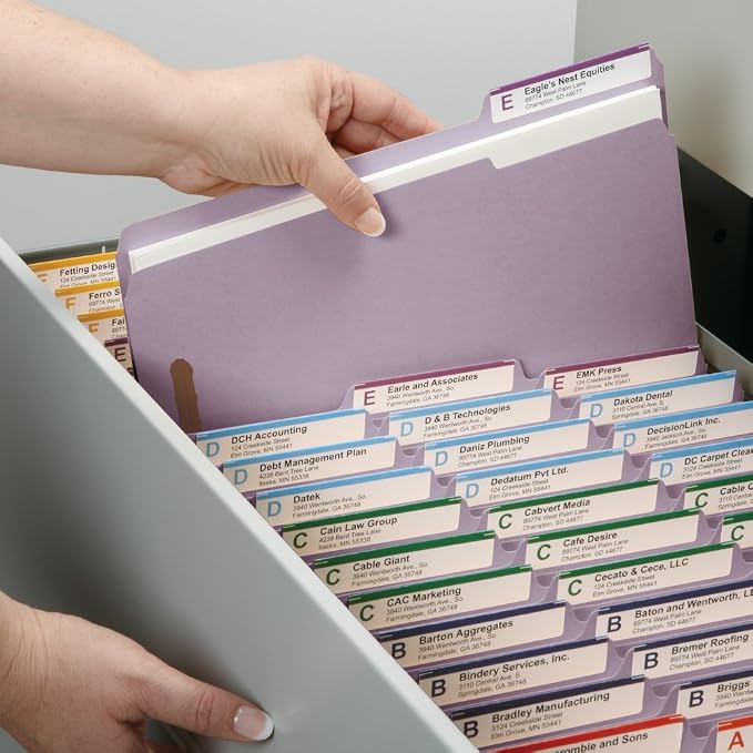 Smead Fastener File Folder, 2 Fasteners, Reinforced 1/3-Cut Tab, Letter Size, Lavender, 50 per Box (12440) (Pack of 5)