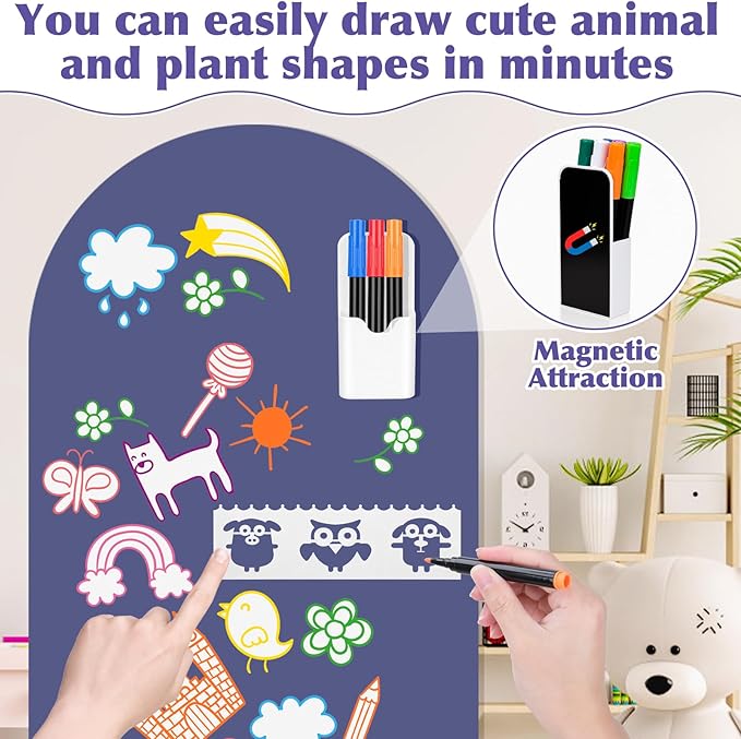 Meetory Magnetic Wall Decal - 47x17 Inch Magnetic Chalkboard for Wall, Magnet Arch Wall Decal for Bedsroom Home