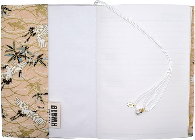 BLBMH A5 Journal Cover | Non-Stretch Fabric Notebook Sleeve with Bookmark, Handmade 5.5x8.3 Washable Privacy Protector for Paperback Bible Hardcover, Gift for Women - Crane