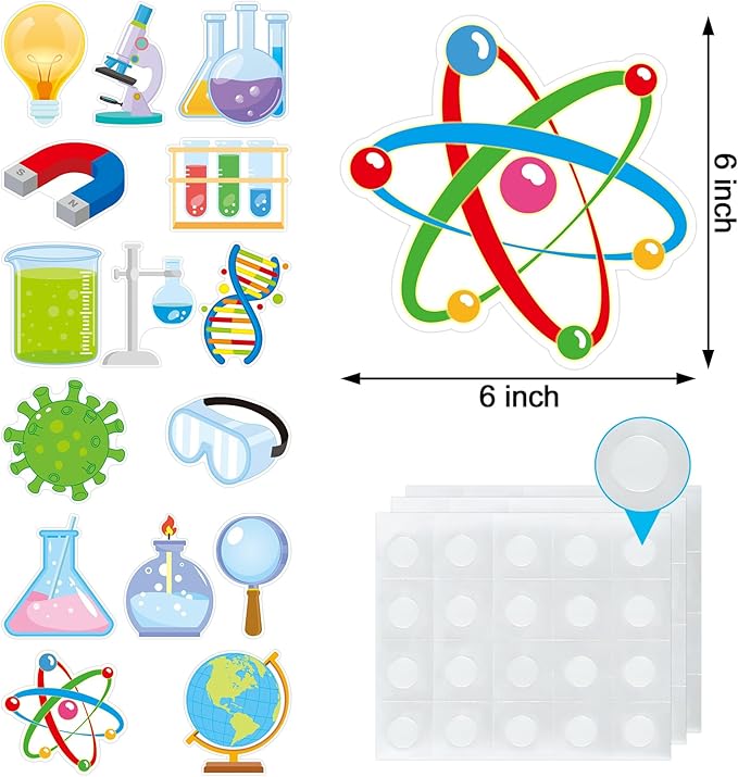 45 Pcs Science Cutouts 15 Desings Science Lab Accents Scientific Cut-Outs for Party Classroom Scientist Bulletin Board Craft Home Office Wall Decoration