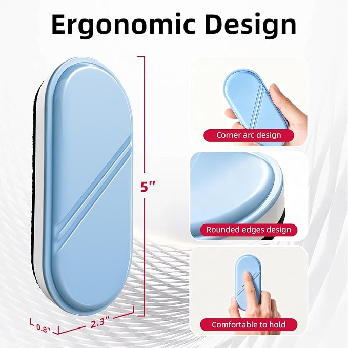 Dry Erase Eraser, Magnetic White Board Erasers - 2 Pack,Glass Board Glass Whiteboard Eraser for Office and School Supplies (Blue)