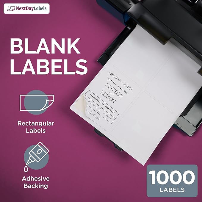 NextDayLabels 4x5 Inch Rectangle Stickers White Blank Labels for Laser Inkjet Printer - 4 Per Sheet Self-Adhesive Shipping Product Packaging Made in USA - 400 Labels