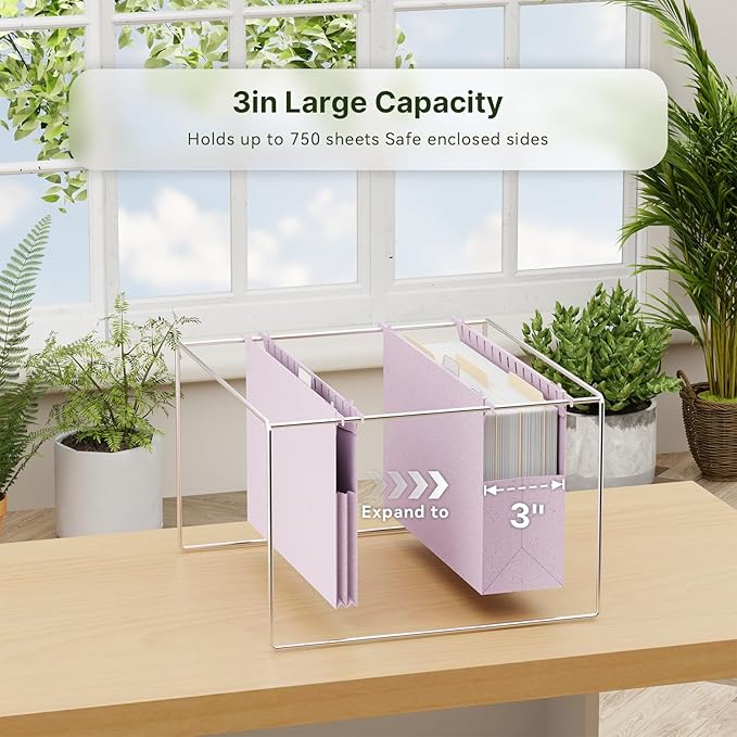 XINGIA Legal Size Hanging File Folders Extra Capacity,3'' Expansion Plastic File Folders Hanging with Tabs,6 Pack Wheat Straw Heavy Duty File Cabinet Folders for Office School,Expanding File Folder