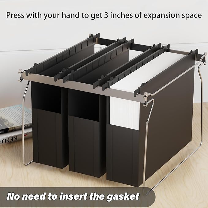 Ansook Plastic Hanging File Folders Letter Size, 6-Pack Hanging File Folder with 1/5-Cut Tabs, Black File Folders Hanging Organizers for Filing Cabinet, Bulky Files & Medical Charts