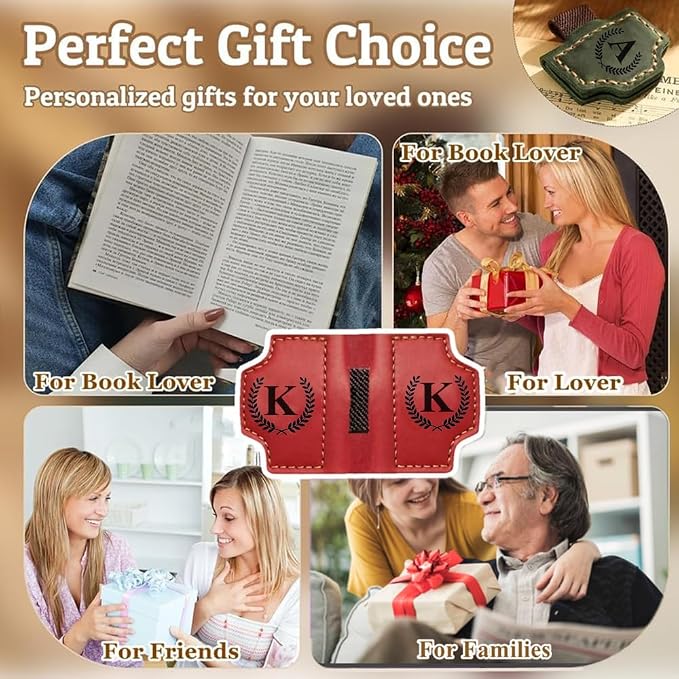 Custom Bookmark with Pen Holder with 26 Letters Personalized Magnetic Leather Book Mark, Customized Name Book Marker Clip with Initial for Men Women, Gifts for Book Lovers, Readers, (Coffee, Cross-2)