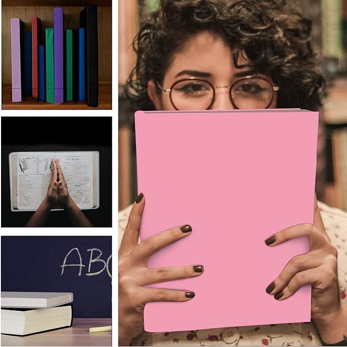 2 Pack Stretchable Book Sleeve Covers, for Paperbacks Hardcover Textbooks up to 9" x 12", Office Supplies with Free Sticker Labels (Grey + Pink)