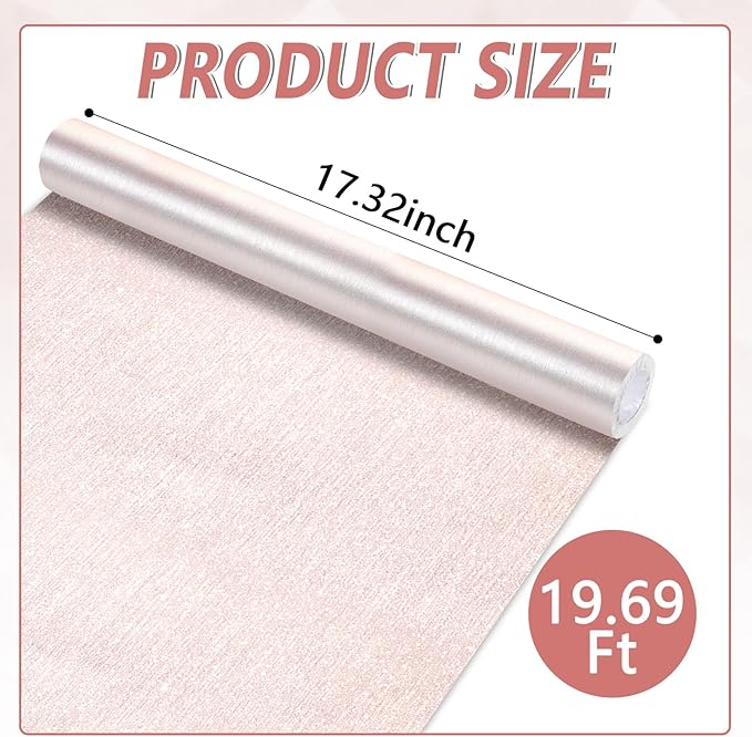 Qyeahkj 17in x 20ft Brushed Bulletin Board Paper Roll Bulletin Board Background Paper Fade Resistant Classroom Decoration Poster Art Craft Home Wall Education Decor Supplies Rose Gold