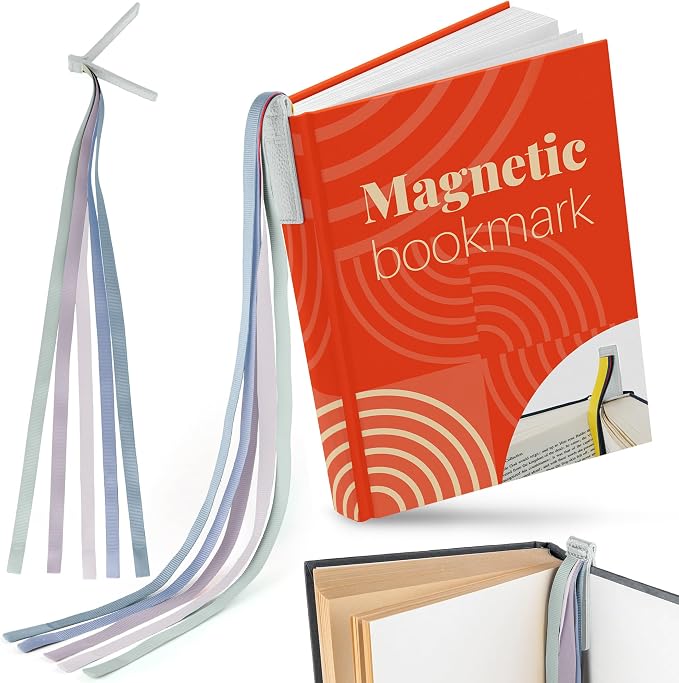 Superior Essentials Magnetic Leather Bible Bookmark-Attachable Bible Ribbon Bookmarks for Book Lovers with 5 Colorful Strings - No More Flipping Through Pages Using Our Bible Page Markers(1PC, Pastel)