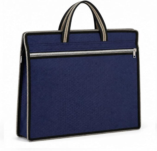 Folder Bag, Briefcase for Men, Document Bags with Zipper, Carrying Case with Handle,File Tote Bags for Laptop Files Book (38x30x7.5cm,Blue)