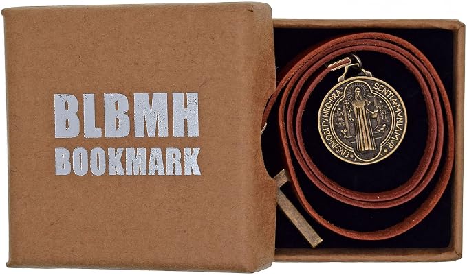 BLBMH Genuine Leather Bible Bookmark with Cross | Catholic Gifts for Men Dad | Christian Book Marker with Ribbon - LB4