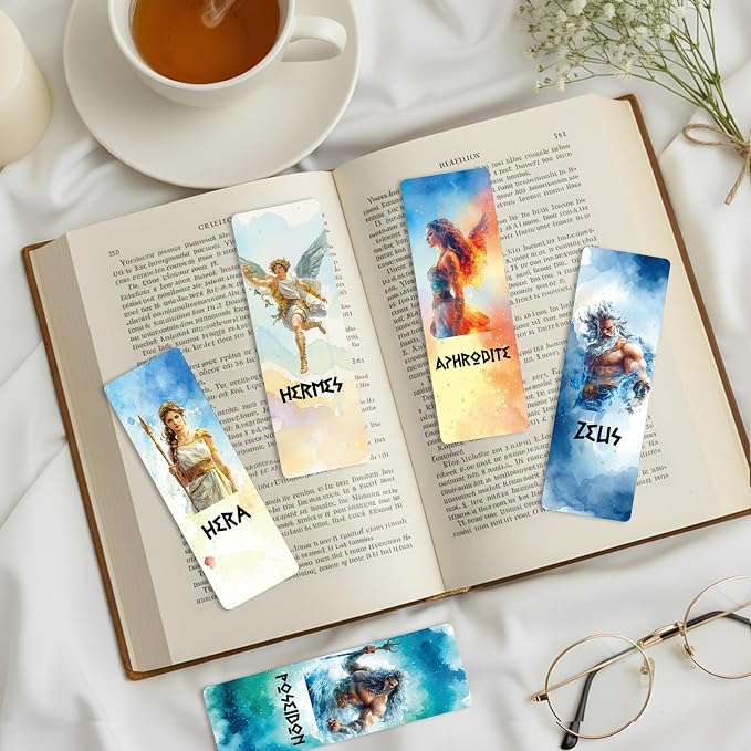 Greek Mythology Bookmark for Kids - 120 Pcs Vintage Olympian Gods Bulk Bookmarks Gift for Women, Retro Cottagecore Creative Reading Accessories Gifts for Teachers Students Book Lovers