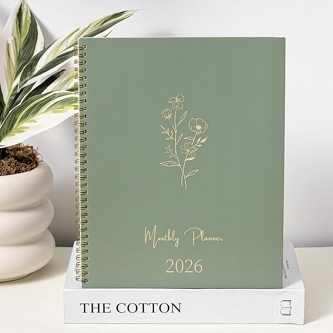 2026-2027 Monthly Planner - 2026 Monthly Planner, JAN. 2026 - DEC. 2026, 9" x 11", Tabs & Note Pages, Spiral Binding, Thick Paper, Back Pocket