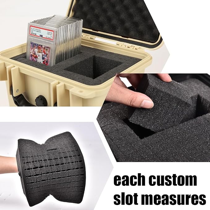 CROSSDESIGN Adjustable Organizer Case with Removable Dividers & Protective Foam for Camera, Storage Container for Tools Screws Craft Supplies, Storage Box for Collectible Cards, Beige Medium