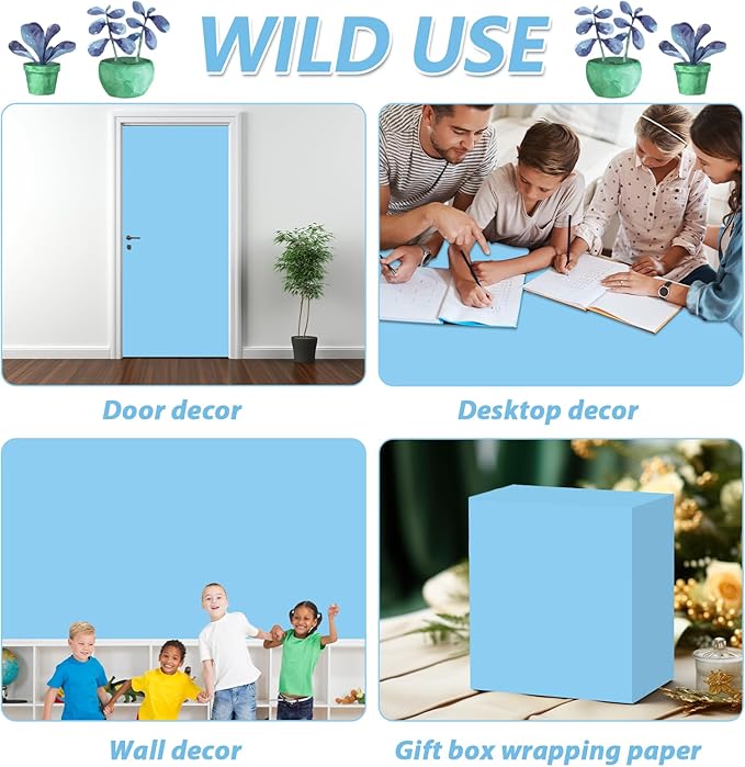 Sky Blue Bulletin Board Paper Roll Light Blue Bulletin Board Background Paper Back to School Classroom Decoration Poster for Art Craft DIY Projects Home Office Classroom Party Supplies 17.7in x 20ft