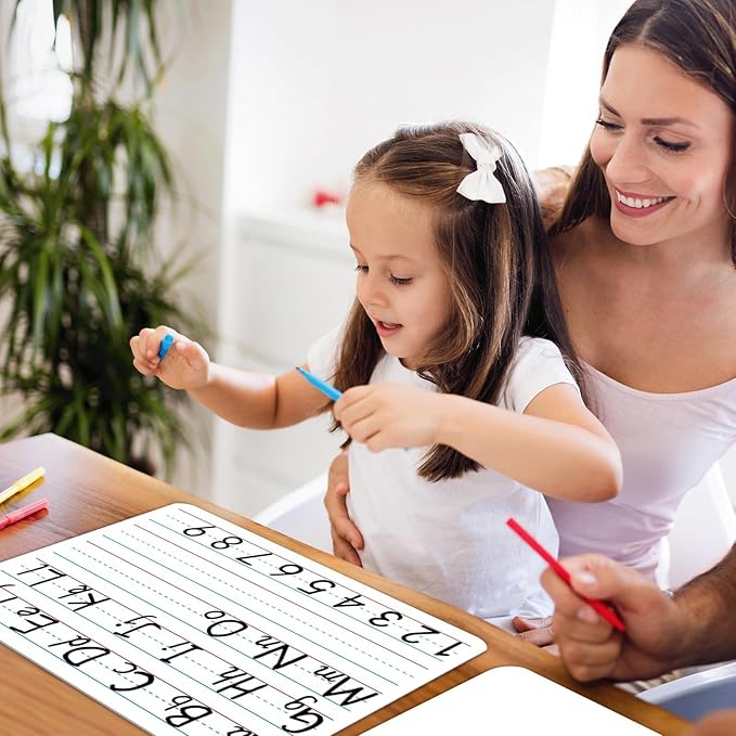 24pcs Double Sided Cardboard Lined Dry Erase Whiteboard Ruled Writing Paper Cardboard Handwriting Practice for Student Teacher Learning Tool Mini Portable Drawing Learning 12" x 9"