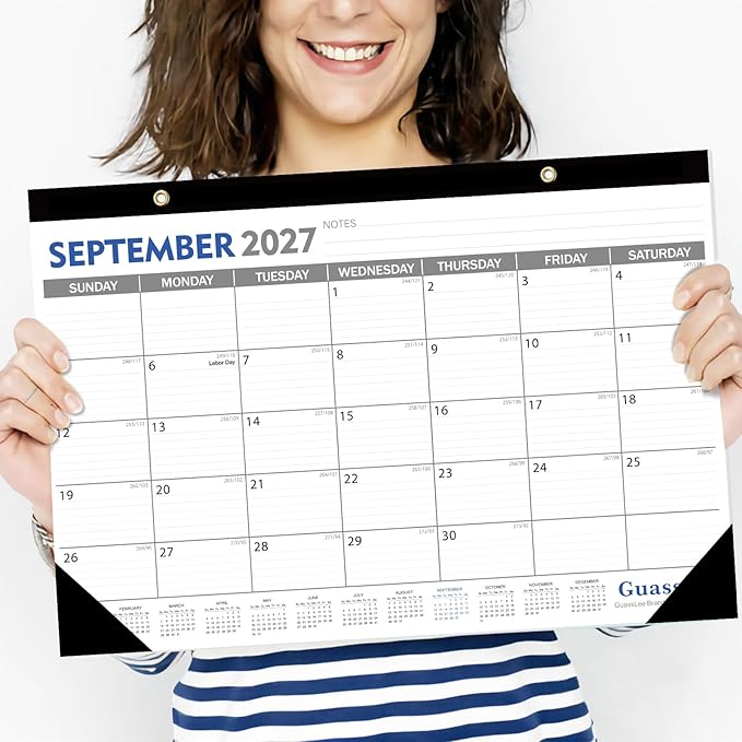 GuassLee Desk Calendar 2026-2027 - 19 Monthly Desktop Calendar 17" x 11.5" Medium Size Runs from Jun. 2026-Dec. 2027 with Julian Dates for Students Family Office Easy Planning