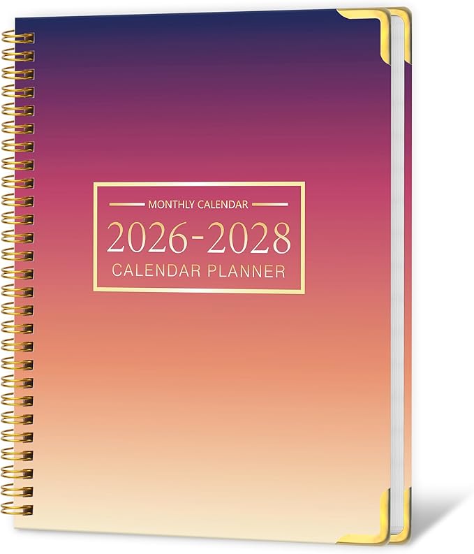Monthly Planner 2026-2028, 2026 Calendar 36 Months Planner, Jan. 2026 - Dec. 2028, 8.5" x 11",Hard PVC Cover with Spiral Bound, Perfect for School & Office for Women & Men - Gradient Purple