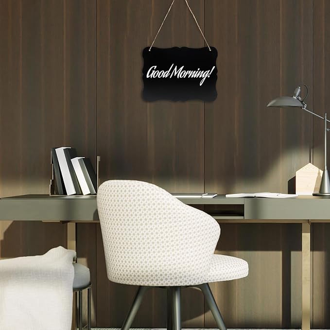 2 Pcs Chalk Board Hanging Sign, 7 X 9 in Double Sided Hanging Chalkboard Signs,Vintage Erasable Small Message Chalkboard Signs for Wedding Kitchen Office Retail Home Party Decoration