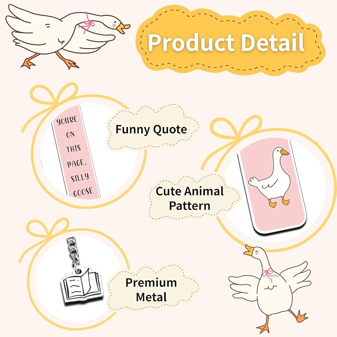 Silly Goose Metal Bookmark - Funny Animal Book Marks for Reading Women Men, Cute Goose Design with Humorous Quote, Unique Book Lovers Gifts for Book Club Members Readers Students Teachers
