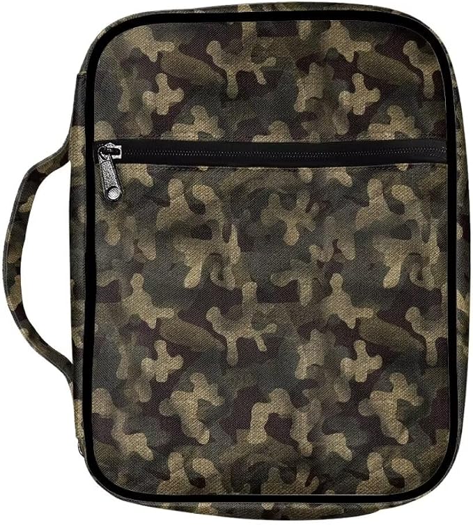 Coldinair Camo Bible Cover for Men Women Bible Case Bible Carrier Carrying Organizer Purse Handbag with Zipper Pockets Church Bag