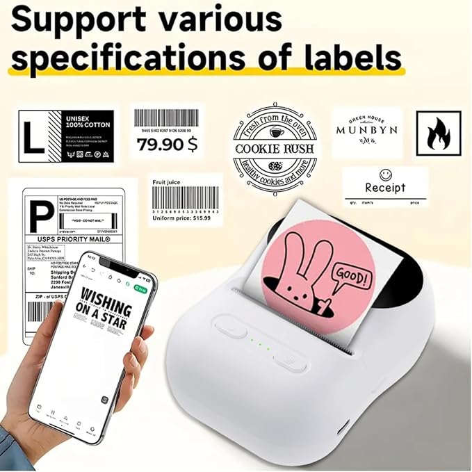 Memoking Label Maker Machine with Tape,Label Printer,Wide Waterproof Label,Portable Thermal Printer for Small Business,Inkless Labeler for Home, Kitchen, School, Office Organization (Black)