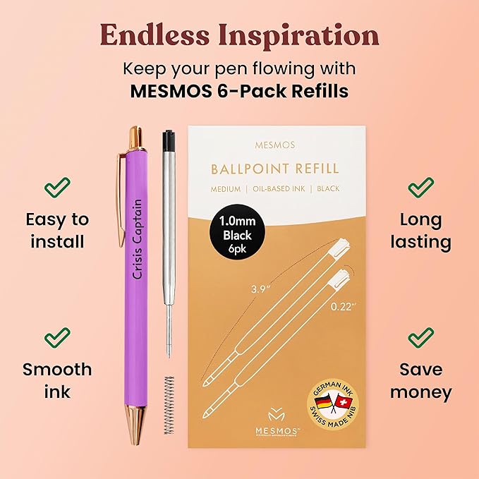 MESMOS 3Pcs Chaos Coordinator Pen Gift Set for Woman, German-Ink & 1mm Swiss-Tip, Chaos Coordinator Gifts for Women, Gift for Boss Female, Managers, Leader, Supervisors, Teachers, Boss Gifts for Women