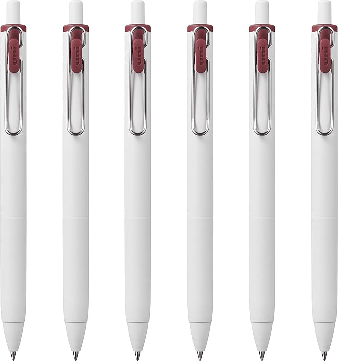 Uni-Ball one Retractable Gel Pens, Medium Point (0.7mm),Bordeaux Black Ink, 6 Pens