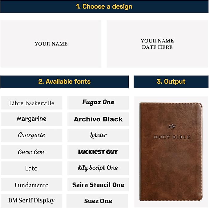 Custom Personalized Brown ESV Bible | Small Text | Customized with Name in Dark Brown | Faux Leather Premium Church Bible | English Standard Version Lay Flat Design
