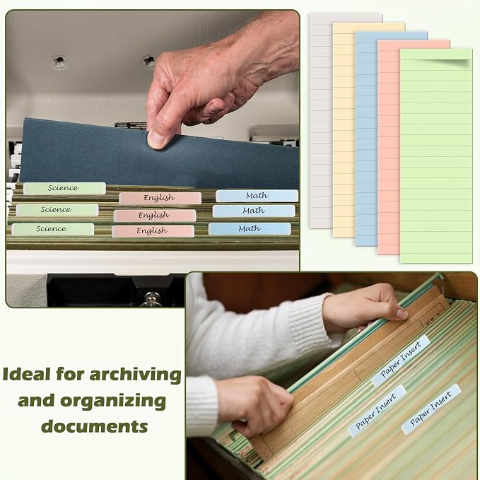 100 Pcs Hanging File Folder Tab Inserts 4 Inch Colored Blank File Tab Hanging File Folders Labels Paper Inserts Thick 300Gsm Cardstock for 4 Inch Hanging Folder Tab