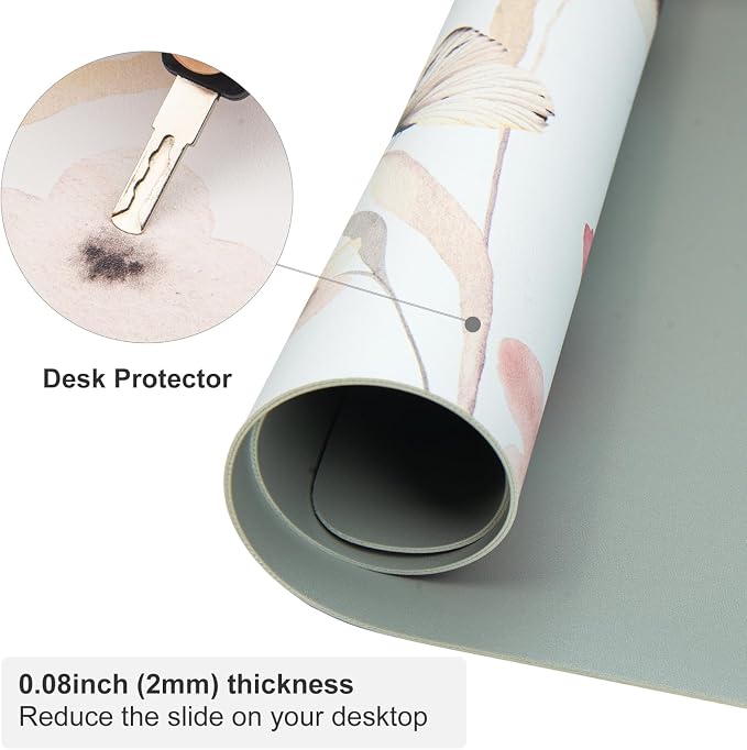 Colorful Star Large Mouse Pad, Watercolor Floral Desk Mat Office Supplies, Waterproof PU Leather Gaming Mousepad for Women Girls, Butterflies Desk Pad Home Office Décor Accessories 23.6" x 13.8"